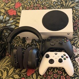 Xbox Series S Console with Black and White Controllers